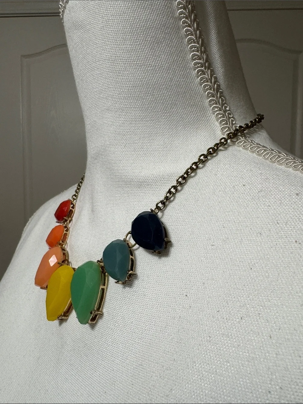 Multicolor Teardrop Statement Necklace - Vibrant Rainbow Stones